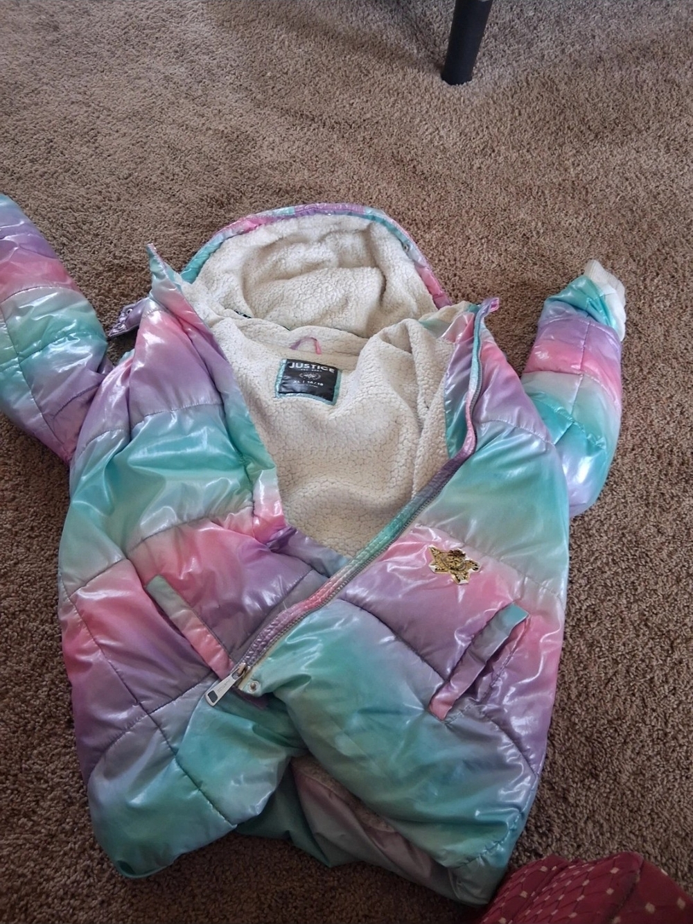 Justice Pastel Ombre Puffer Coat - Mint, Pink, Lavender